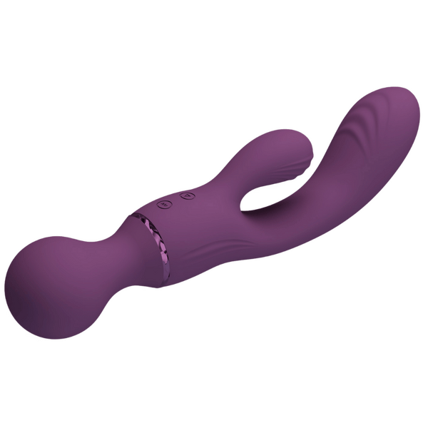 Pretty Love All Rounder Triple Rabbit Vibrator Massage Wand Purple
