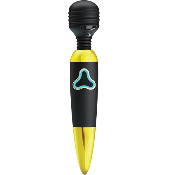 Celebrity Knights Rechargable Body Wand Jewel Black & Gold Vibrator Massage Wand