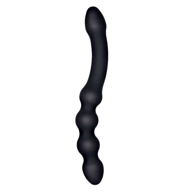 Excellent Power Deep Comber Silicone Ribbed Double Headed Plug (Black)