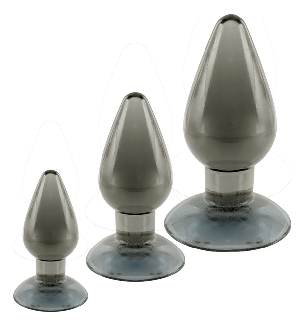 Excellent Power Black Axinite - 3 In 1 Anal Plug Kit Set (Smoke)