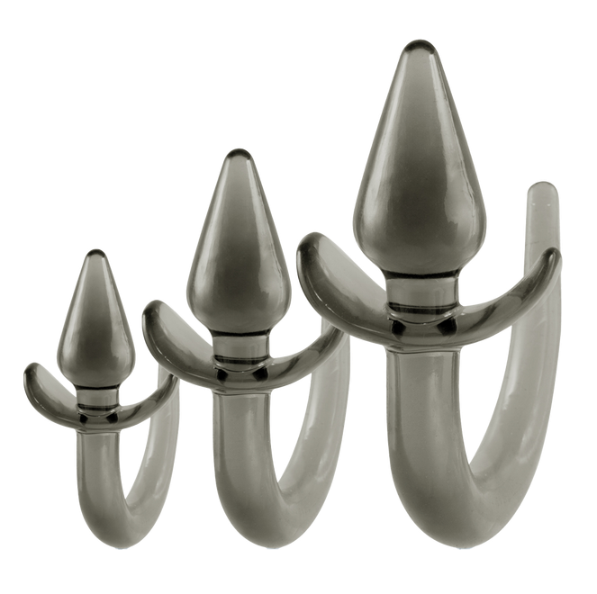 Excellent Power Black Axinite - 3 In 1 Anal Plug Kit With Tail (Smoke)