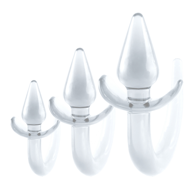 Excellent Power Black Axinite - 3 In 1 Anal Plug Kit With Tail (Clear)
