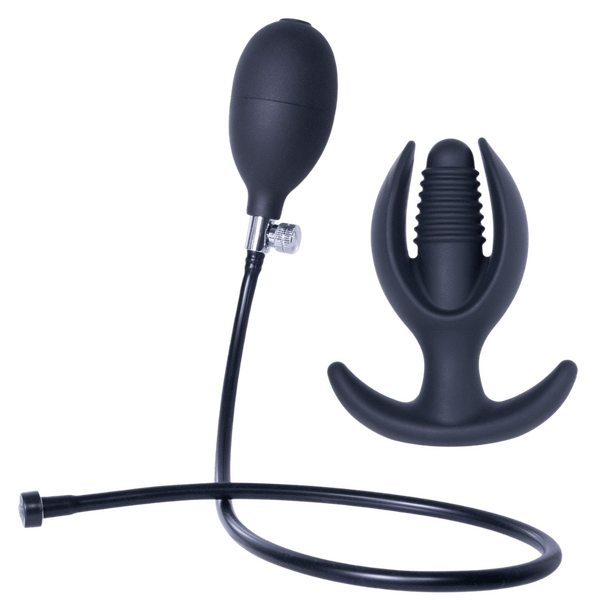 Excellent Power | Inflatable Silicone Anal Plug With Plug (Black)
