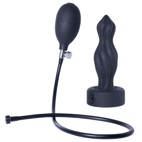 Excellent Power | Inflatable Silicone Anal Plug With Plug (Black)