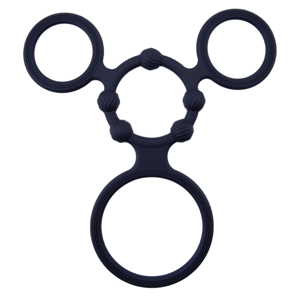 Excellent Power Enduring Triple Ring With Ball Stretcher (Black)