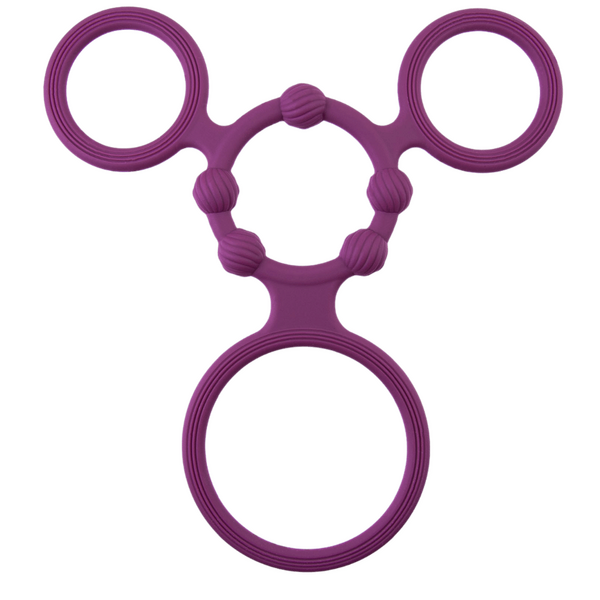 Excellent Power Enduring Triple Ring With Ball Stretcher (Purple)