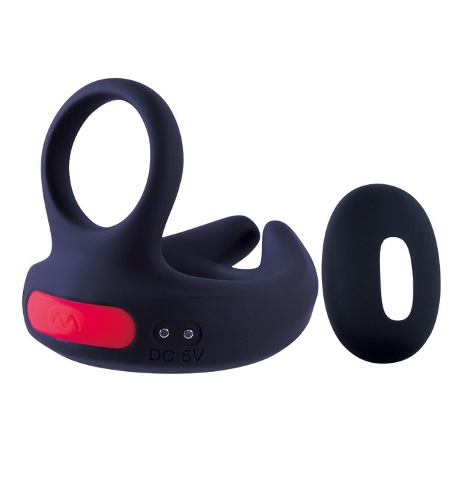 Excellent Power Giga Booster - Dual Motor Cock Ornament With Scrotal Stimulator (Black)