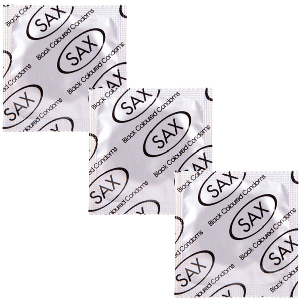 Sax Max Regular Smooth Latex Black Coloured Condoms 53mm Bulk 144