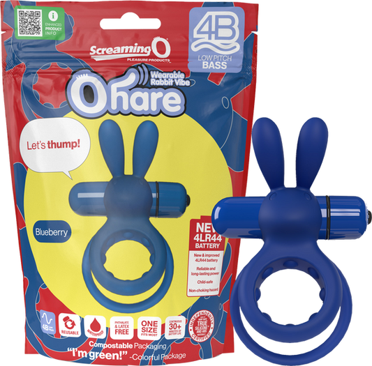 ScreamingO Ohare 4B Low Pitch Bass Bullet Vibrating Cock Ring Blueberry