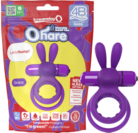 ScreamingO Ohare 4B Low Pitch Bass Bullet Vibrating Cock Ring Grape