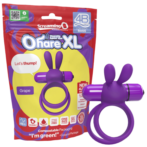 ScreamingO 4B Ohare XL Vibrating Rabbit Ears Cock Ring - Grape