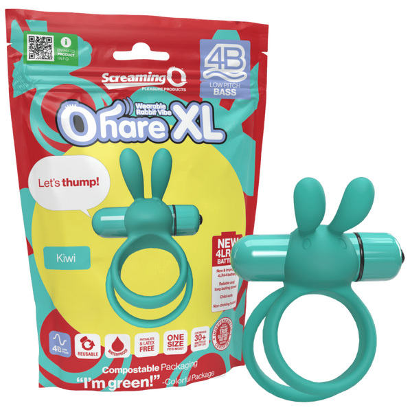 ScreamingO 4B Ohare XL Vibrating Rabbit Ears Cock Ring - Kiwi