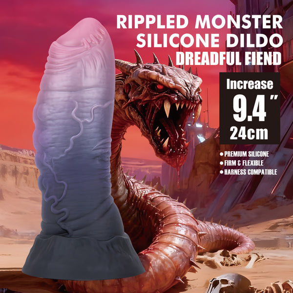 Power Monsters Dreadful Fiend 9.4" Rippled Monster Silicone Fantasy Dildo