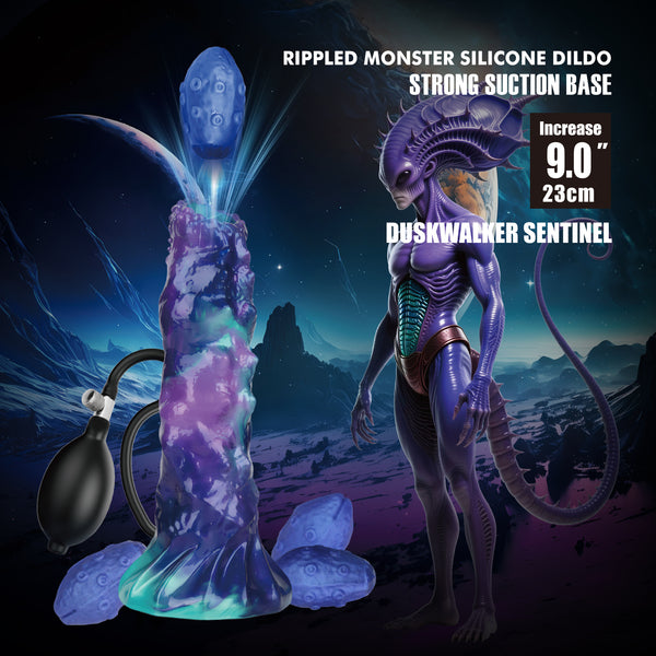Power Monsters Duskwalker Sentine 9" Rippled Monster Silicone Fantasy Inflatable Dildo