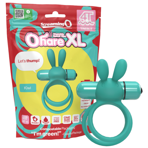ScreamingO 4T Ohare XL Vibrating Rabbit Ears Cock Ring - Kiwi