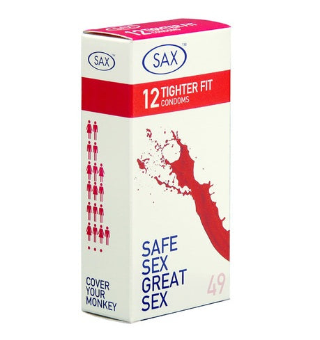 Sax Tighter Fit Smooth Latex Condoms 49mm 12's