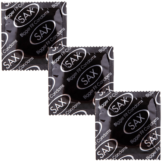 Sax Max Bigger Fit Smooth Latex Condoms 56mm Bulk 144