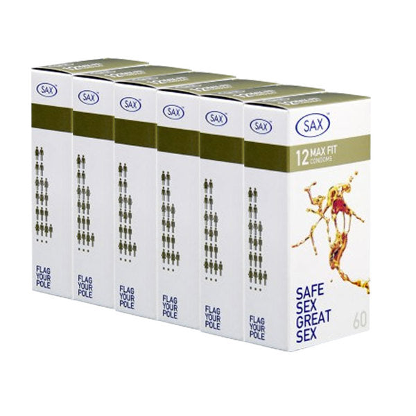 Sax Max Fit Latex Condoms 60mm - 6x12 boxes - 6 Pack