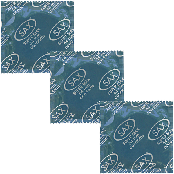 Sax Super Max Smooth Latex Condoms 64mm Bulk 144