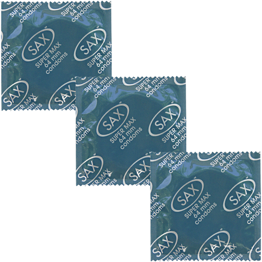 Sax Super Max Smooth Latex Condoms 64mm Bulk 144