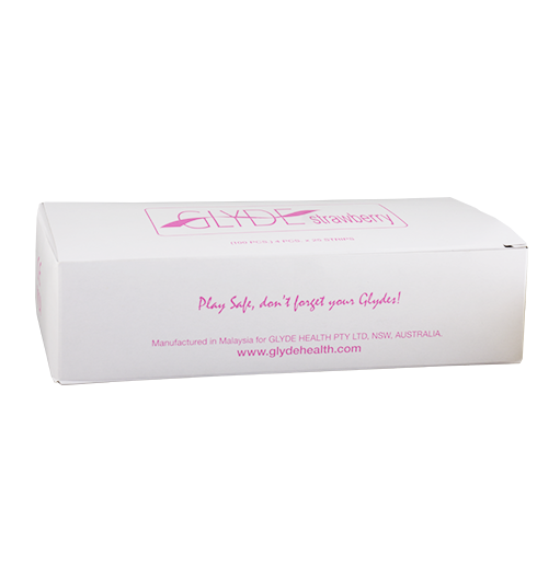 Glyde Strawberry Pink 53mm Vegan Friendly Condoms - BULK PACK 100 Pieces