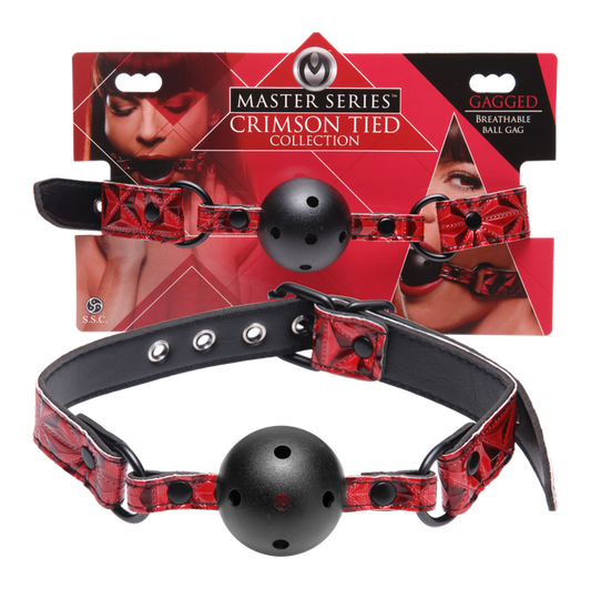 Master Series Crimson Tied Breathable Ball Gag