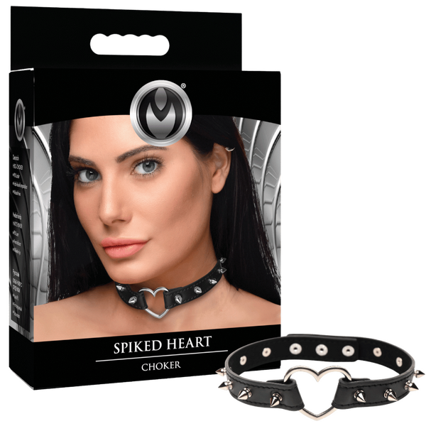 Master Series Spiked Heart Choker Black