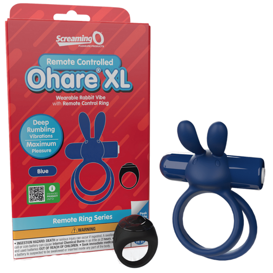 ScreamingO Ohare XL Wearable Rabbit Vibe Cock Ring with Remote Control Ring Blue