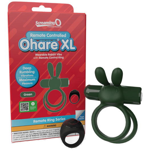 ScreamingO Ohare XL Wearable Rabbit Vibe Cock Ring with Remote Control Ring Green