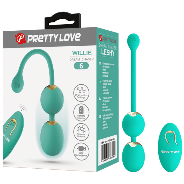 Pretty Love Dream Chaser Willie Vibrating Kegels w Remote (Seafoam)