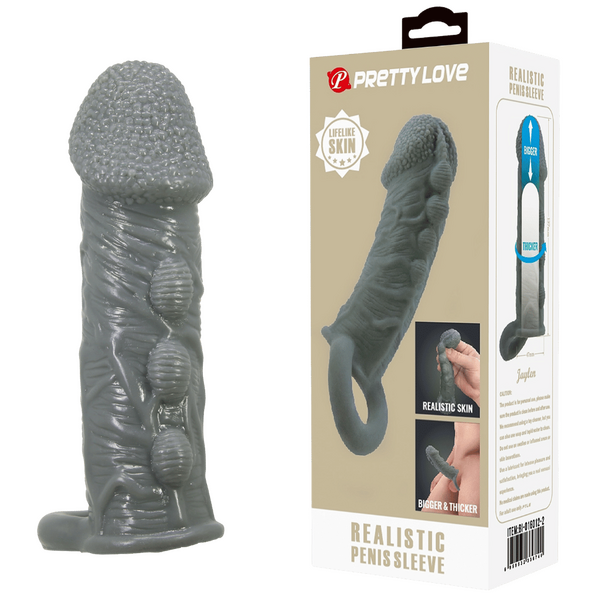 Pretty Love Realistic Penis Sleeve (Black)