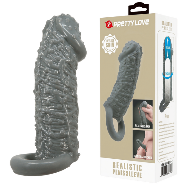 Pretty Love Realistic Penis Sleeve (Black)