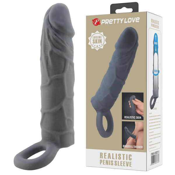 Pretty Love Realistic Penis Sleeve Veiny (Black)
