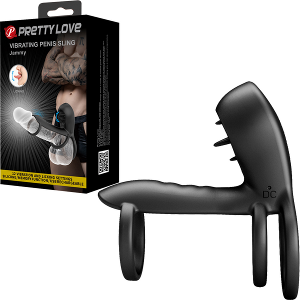 Pretty Love Vibrating Penis Sling Jammy Black