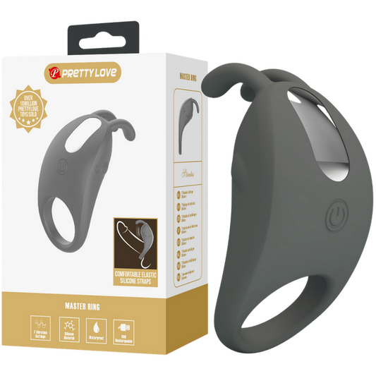 Pretty Love Master Ring - Stratus Vibrating Couples Cock Ring (Grey)
