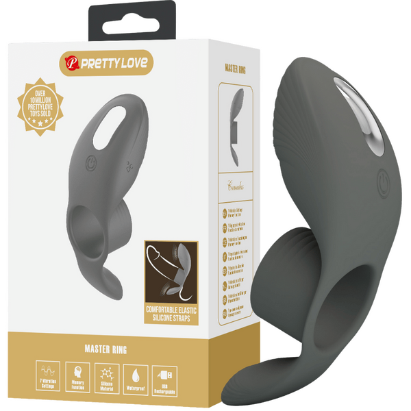 Pretty Love Master Ring - Cumulus Vibrating Couples Cock Ring (Grey)