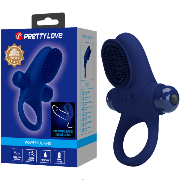 Pretty Love Powerful Ring Palle Vibrating Cock Ring Navy Blue