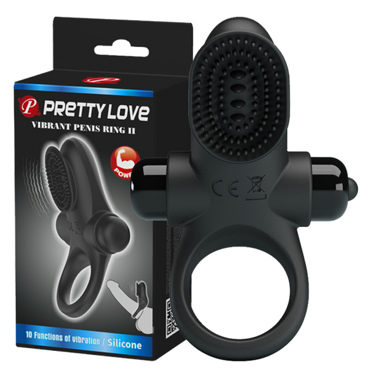 Pretty Love Vibrant Penis Ring II - Couples Cock Ring Black