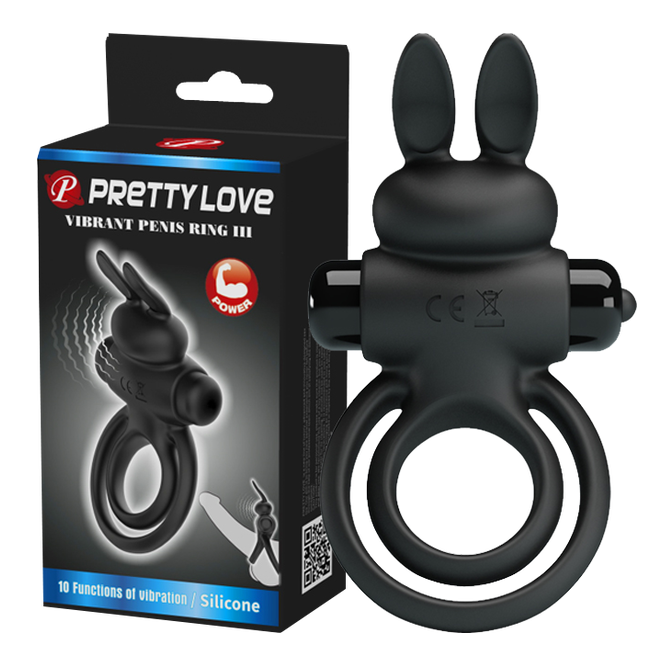 Pretty Love Vibrant Penis Ring III - Couples Cock Ring Black