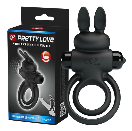 Pretty Love Vibrant Penis Ring III - Couples Cock Ring Black