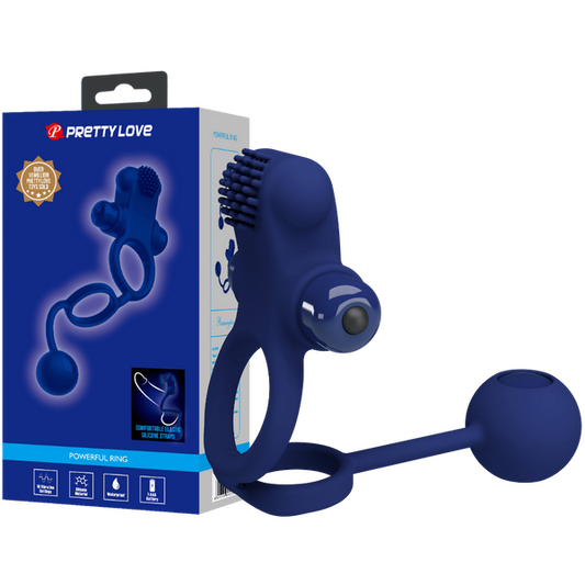 Pretty Love Powerful Ring Remington Vibrating Cock Ring w Swinging Weight Navy Blue