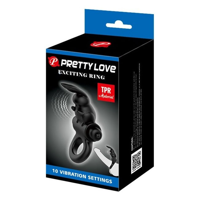 Pretty Love Exciting - Vibrating Couples Cock Ring Black