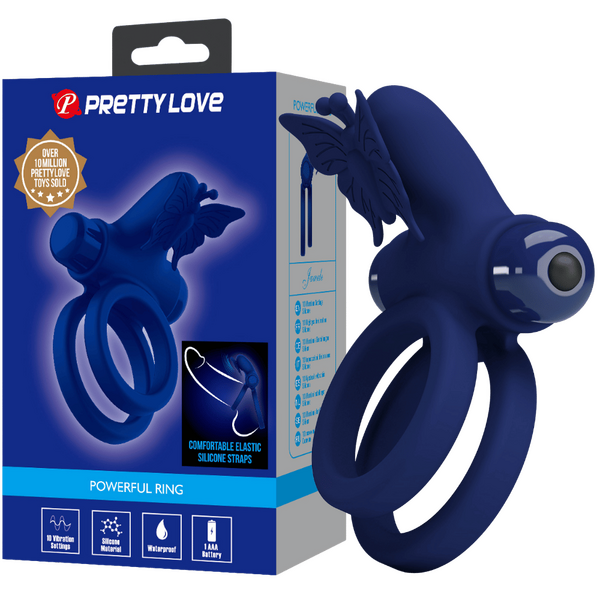 Pretty Love Powerful Ring Jamele Vibrating Cock Ring Navy Blue