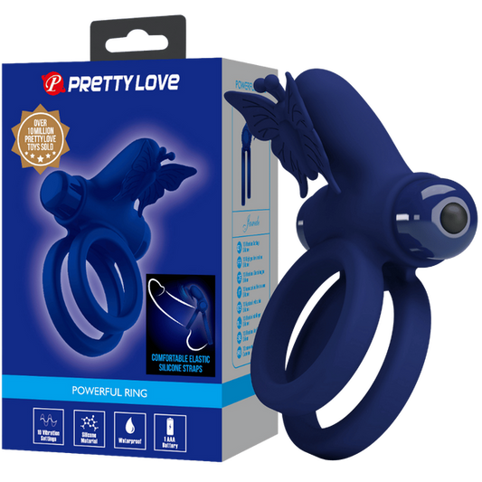 Pretty Love Powerful Ring Jamele Vibrating Cock Ring Navy Blue