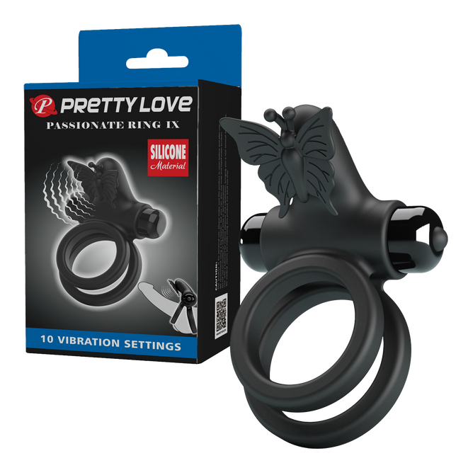 Pretty Love Passionate IX - Vibrating Couples Cock Ring Black