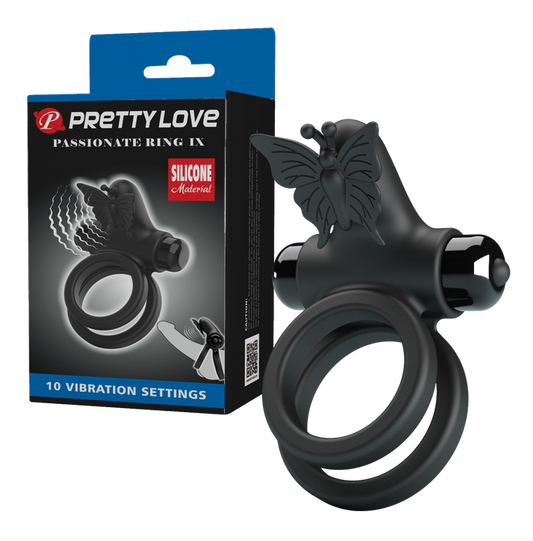 Pretty Love Passionate IX - Vibrating Couples Cock Ring Black