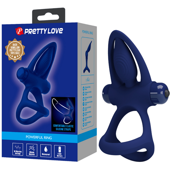 Pretty Love Powerful Ring Mat Vibrating Cock Ring Navy Blue