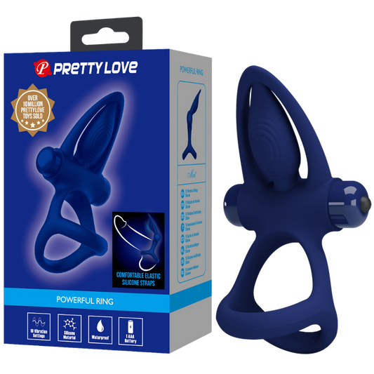 Pretty Love Powerful Ring Mat Vibrating Cock Ring Navy Blue