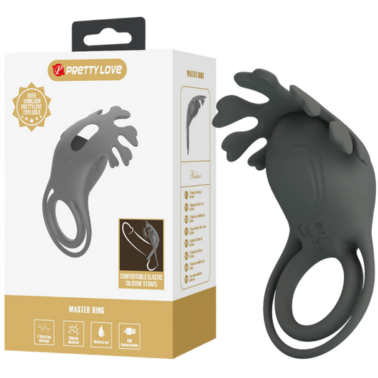 Pretty Love Master Ring - Ruben Vibrating Couples Cock Ring (Grey)