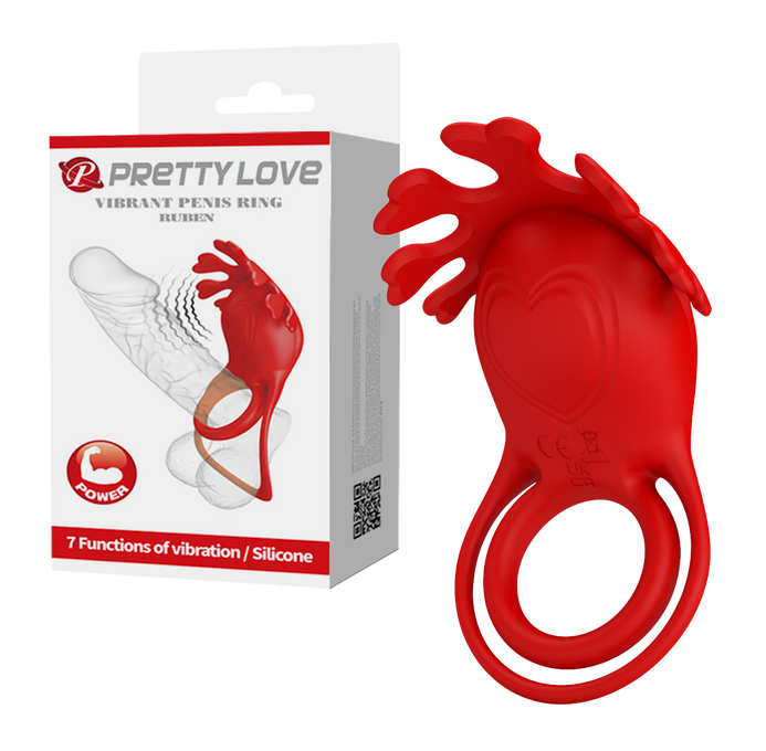 Pretty Love Vibrating Cock Ring Ruben (Red)